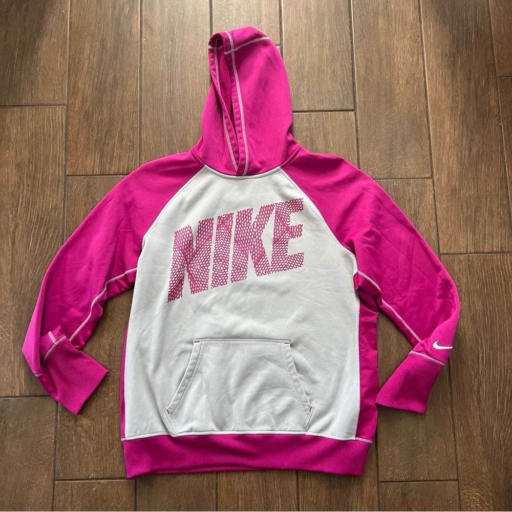 Nike Thermafit Hoodie size XL Gray/Magenta Pullover Sweatshirt